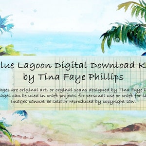Laguna Azul Digital, Imprimible, Playa, Viajes, Tropical, Diario basura imprimible, Descarga, Kit de diario, Planificador de viajes, Planificador de vacaciones