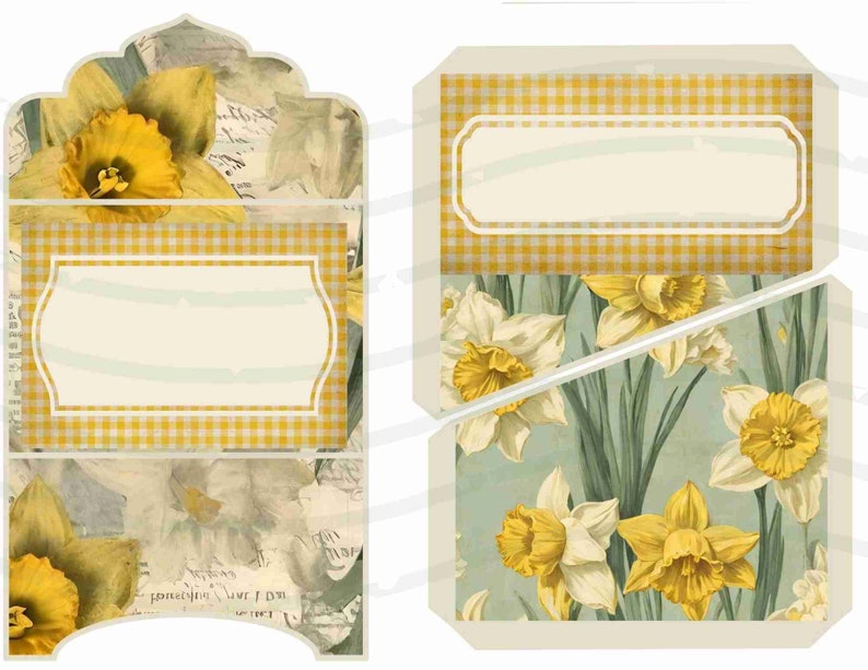 Darling Daffodil Journal Tags and Bits Kit, Umbrella, Junk Journal, Spring, Garden, Daffodils, Journal Card, Tag, Labels, Easter Ephemera image 5