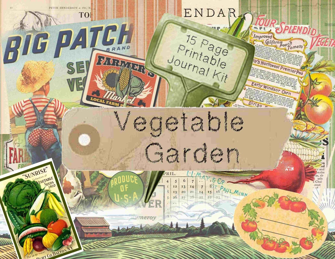 Vintage Vegetable Garden Digital Journal Kit, Printable Garden Journal ...