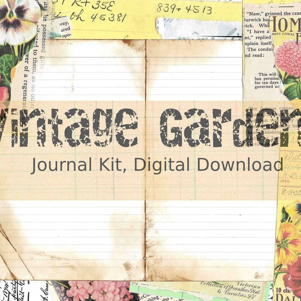 Vintage Garden Printable Journal Kit, Digital Journal Kit, Printable Junk Journal , Garden Journal, floral Journal, Garden Journal