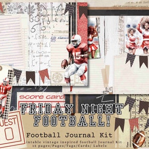 Highschool Vintage  Football Printable Journal Mini-Kit, Junk Journal, Sports Journal, Football, Varsity,  Sports, Ephemera, Sports Tag,