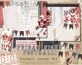 Highschool Vintage  Football Printable Journal Mini-Kit, Junk Journal, Sports Journal, Football, Varsity,  Sports, Ephemera, Sports Tag,