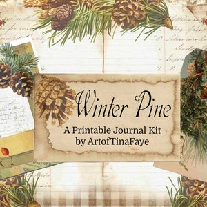 Winter Pine Printable Journal Kit, Digital Winter Journal , Autumn Journal, Handmade, Winter  Digital, Christmas Journal, Winter Ephemera,