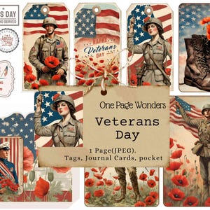 One Page Wonders: Bullet Journal, DIY, Geschenkanhänger, Karten, November, Solider, Boots, Poppy, Ephemera, vintage, shabby, Amerikanische Flagge