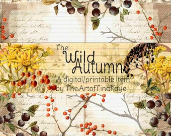 Wild Autumn Printable Journal Kit, Digital Journal Kit, Nature Journal, Autumn Journal, Handmade, Fall Journal, Autumn Leaves Journal