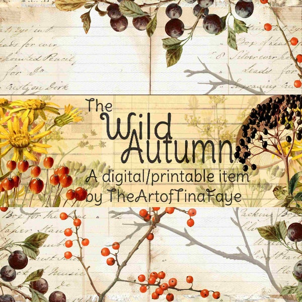 Wild Autumn Printable Journal Kit, Digital Journal Kit, Nature Journal, Autumn Journal, Handmade, Fall Journal, Autumn Leaves Journal