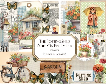 Efímera adicional de The Potting Shed, jardín imprimible, diario de jardín, diario basura, efímera de jardín, etiquetas de flores, etiquetas de jardín, digital