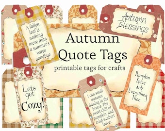 Etiquetas con citas otoñales, artículos imprimibles de otoño (descarga digital)