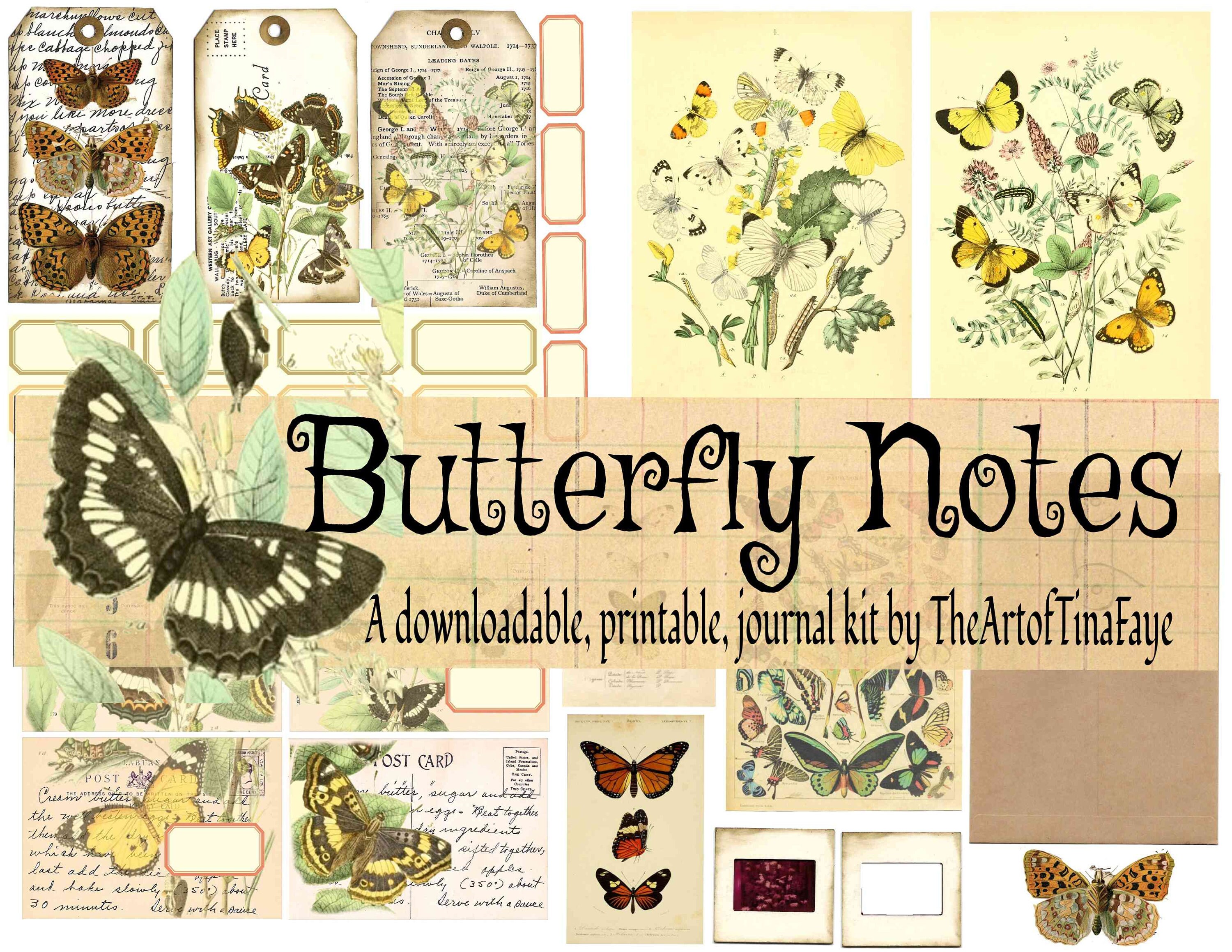 Butterfly Notes Printable Journal Kit Digital Journal Kit Etsy