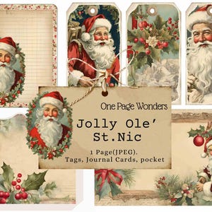 One Page Wonders: Jolly Ole' St Nic, dagboek, doe-het-zelf, cadeaukaartjes, dagboekkaarten, Dagelijkse december, Kerstmis, Winter, kerstman, Efemere ongewenste tijdschriften