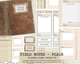Kit de cuaderno de bolsillo vintage Field Notes – Recuerdo imprimible para hacer tú mismo (Descarga digital)