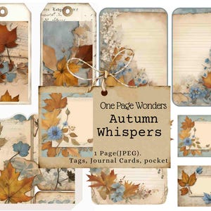 One Page Wonders: Sussurros de Outono, Diário, Etiquetas, Cartões de Diário, Outubro, Diário de Arte, Outono, Flores Silvestres, Floral de Outono, Cartões ATC, Outono
