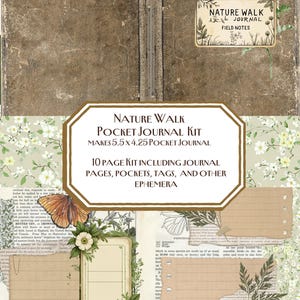 Journal de poche Nature Walk, imprimable, numérique, notes vintage, journal, souvenir, bricolage, vintage, nature, journal indésirable, Mini, grand livre