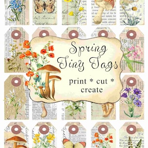 Wildflower Tiny Tags, Gift Tags, Journal tags, Spring Tags, floral ephemera, Printable Wildflower Tags