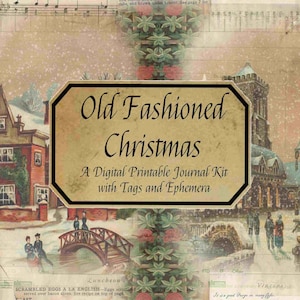 Old Fashioned Christmas Printable Kit, Christmas Journal, , Christmas Digital, Vintage Christmas Journal,  Victorian Christmas Kit