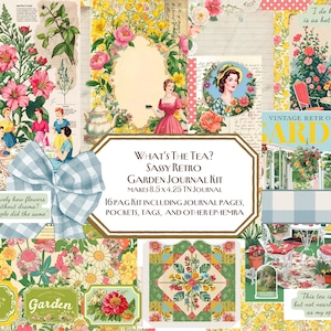 Co to jest herbata?" Garden Retro Journal, TN Journal, Garden Party, Kwiaty retro, Kobiety z lat 50., Snarky Garden, Ephemera, Kieszenie, Tagi, Sassy