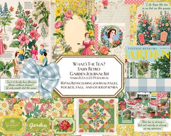 What&#39;s The Tea?&quot; Garden Retro Journal, TN Journal, Garden Party, Retro Flowers, 50&#39;s Women, Snarky Garden, Ephemera, Pockets, Tags, Sassy