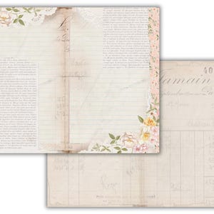 May include: A vintage-style journal with a floral design on the cover. The journal has lined pages and a blank page for writing. The cover features a floral pattern with pink and white flowers. The journal is ideal for journaling, writing, or sketching.
