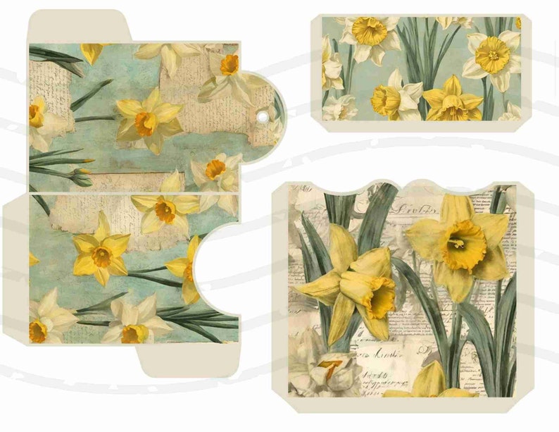 Darling Daffodil Journal Tags and Bits Kit, Umbrella, Junk Journal, Spring, Garden, Daffodils, Journal Card, Tag, Labels, Easter Ephemera image 6