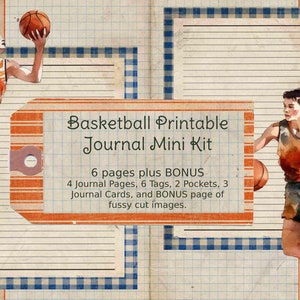 Highschool Basketball druckbares Journal Mini-Kit, Junk Journal, Sport Journal, Basketball, Varsity, Herbst Sport, Ephemera, Sport Tag,