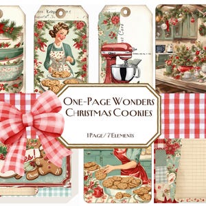 One Page Wonders: kerstkoekje, dagboek, elfjes, cadeaukaartjes, bakken, december dagelijks, patchwork junk journal kortstondig, vintage, armoedig