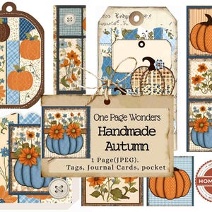 Merveilles d'une page : automne fait main, journal, courtepointe, étiquettes, cartes pour carnet, couture, journal, automne, fleurs sauvages, fleurs d'automne, shabby chic