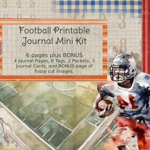 Highschool Football Printable Journal Mini-Kit, Junk Journal, Sports Journal, Football, Varsity, Fall Sports, Ephemera, Sports Tag,
