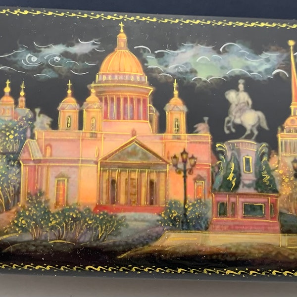 Russian Lacquer Box Palekh Art Painting Jewelry Trinket Box Gift Box Lacquer Miniature