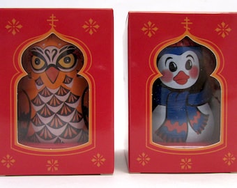 Christmas Gift Roly-Poly Weeble Dolls Set: Owl and the North Pole Penguin