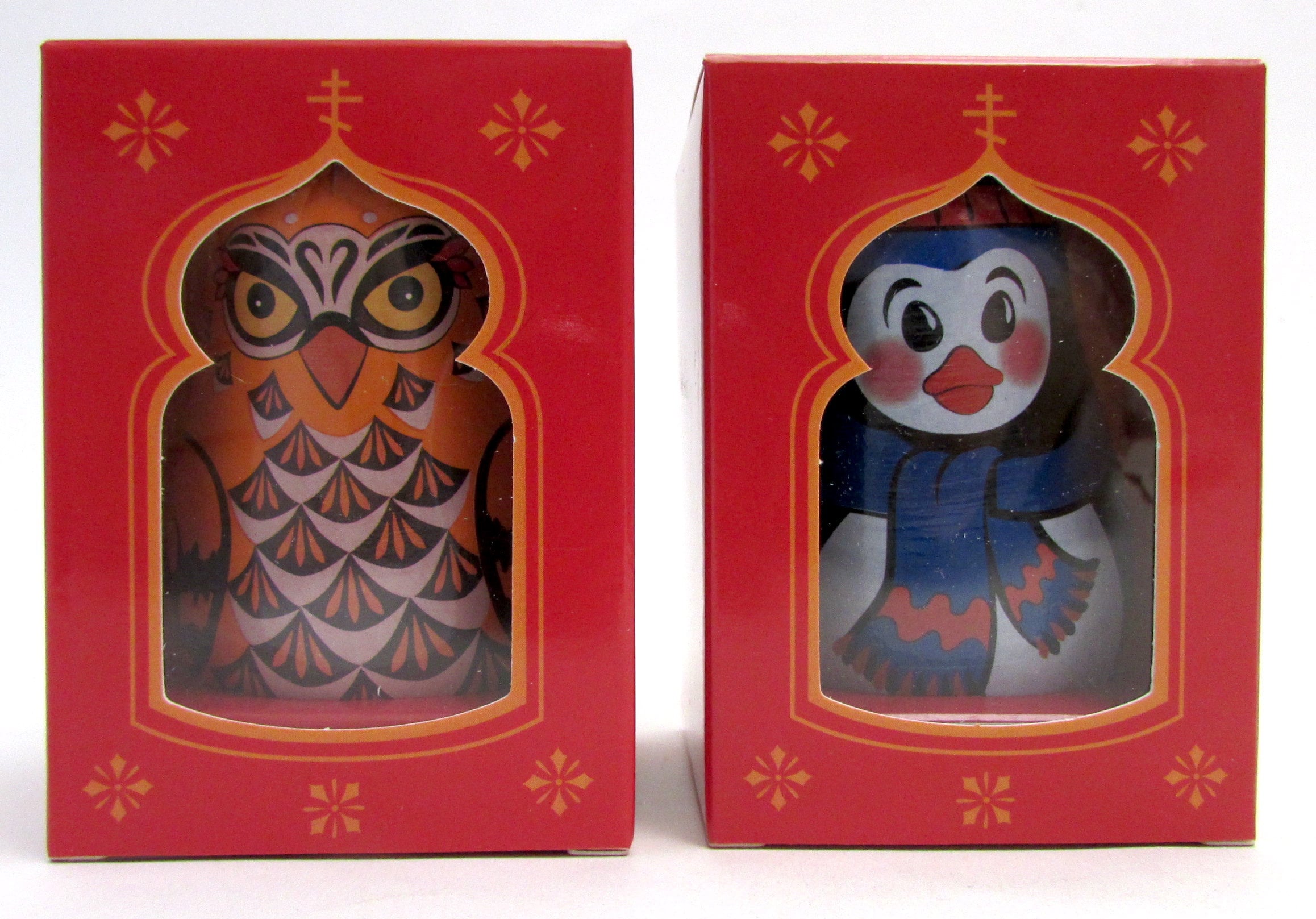 Christmas Gift Roly-Poly Weeble Dolls Set: Owl and the North Pole Penguin