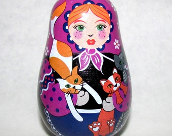 Easter Gift Roly-Poly Weeble Doll: Cat Lady