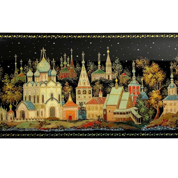 Boîte en laque russe Palekh Art peinture bijoux bibelot boîte cadeau laque Miniature