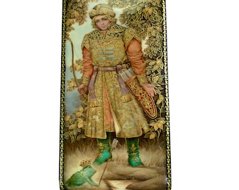 Russian Lacquer Box Fedoskino Handmade Jewelry Box Gift Box Russian Fairy Tale The Princess Frog