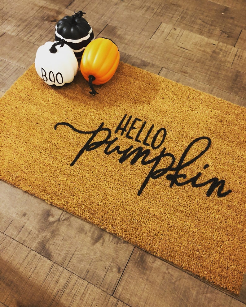 Hello Pumpkin Charming Doormat Mat Outdoor Coir Etsy