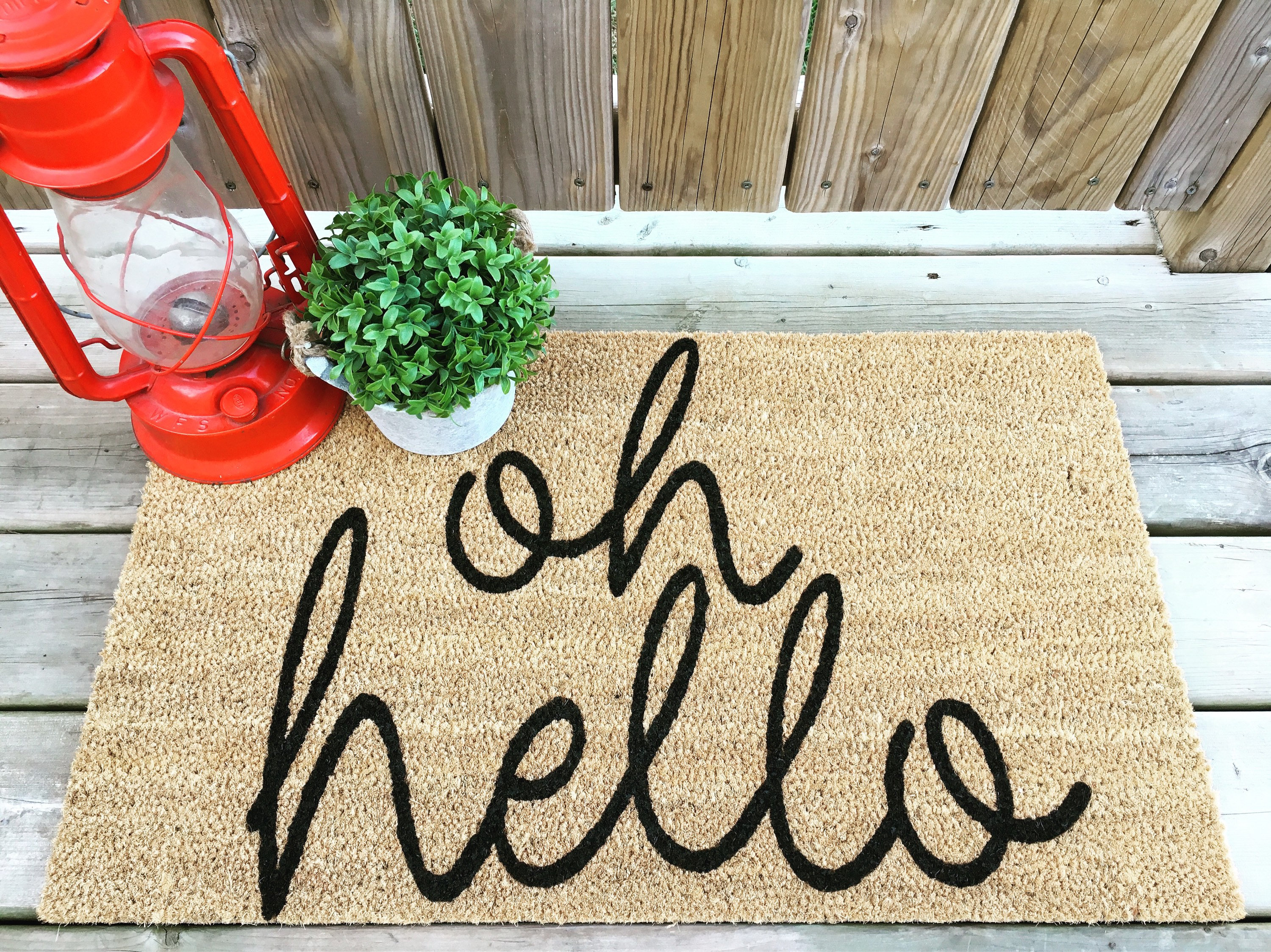 Oh hello mat outdoor mat farmhouse decor rustic Etsy