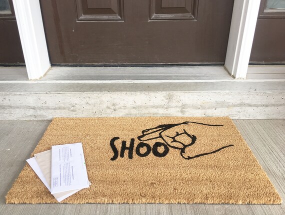 Shoo Funny Doormat Welcome Mat Outdoor Coir Mat Cute Etsy
