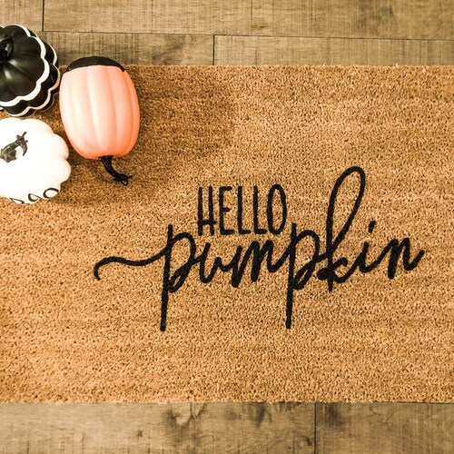 Hello Pumpkin Charming Doormat Mat Outdoor Coir Etsy