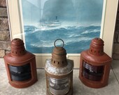 Vintage Nautical Port, Starboard and Stern Lanterns Perko Ship Lanterns Boat Lantern Set