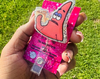 PAT Me Hoy Minoy Hospital ID Healthcare Worker Purewick Lab Nurse Xray Pharmacy Reg  Glitter Acrylic Badge Clip Nurse Badge Reel DoodleBob