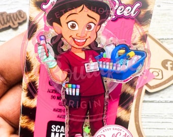 Phlebotomy Phlebotomist Glitter Badge Reel: Funny Nurse ID Holder