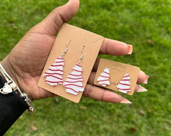 Snack Cake Earrings, Christmas Tree Cake Earrings, Christmas Lover Gifts,  Stocking Stuffer, Holiday Earrings, Little Christmas Tree Earring