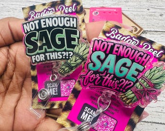 Niet genoeg salie glitter acryl badgehaspel - verpleegkundige, ID-clip in de gezondheidszorg