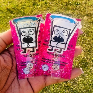 Me Hoy Minoy Hospital ID Healthcare Worker Purewick Lab Nurse Xray Pharmacy Reg  Glitter Acrylic Badge Clip Nurse Badge Reel DoodleBob
