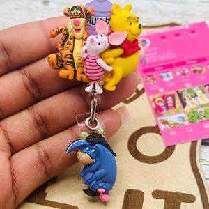 Pooh and Friends -Kid-Friendly Badge Holder -Pediatric -Badge Reel-Alligator Swivel-Nurse Badge-Nurse Bling Badge-Cute Badgeholder-Retract