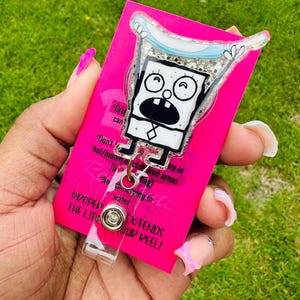 Me Hoy Minoy Hospital ID Healthcare Worker Purewick Lab Nurse Xray Pharmacy Reg  Glitter Acrylic Badge Clip Nurse Badge Reel DoodleBob