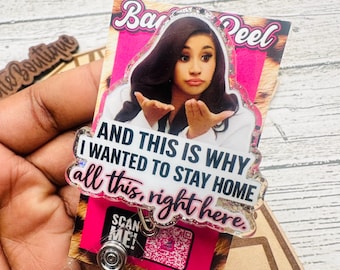 Cardi Badge  Hospital ID Healthcare Worker Lab Nurse Xray Pharmacy Reg  Glitter Acrylic Badge Clip Nurse Badge Reel