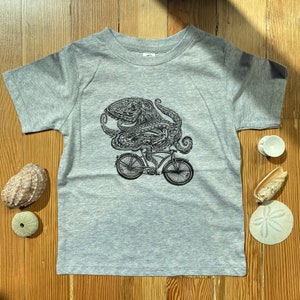 Organic Cotton Kids Tee - Cycling Cephalopod (Octopus) - Unisex Sizing - Hand Illustrated - Hand Screen Printed