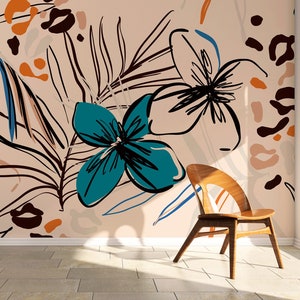 Tapete abziehbare Tapete abziehen und aufkleben Wand-Dekor Home Decor Wall Art Room Decor / Floral Blatt abstrakte Tapete - B636
