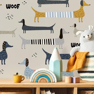 Dachshund Dogs Playful Nursery Cute Pattern Wallpaper - D101