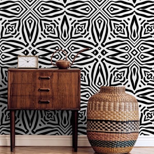 Wallpaper Peel and Stick Wallpaper Removable Wallpaper Home Decor Wall Art Wall Decor Room Decor / African Black and White Wallpaper - C392